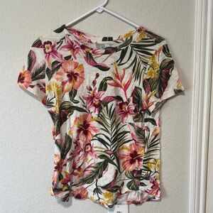 Old Navy White and Pink Graphic Short Sleeve Tee